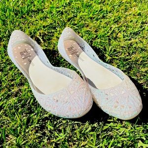 Mel Melissa Campana White Glitter Jelly Shoe Girl2